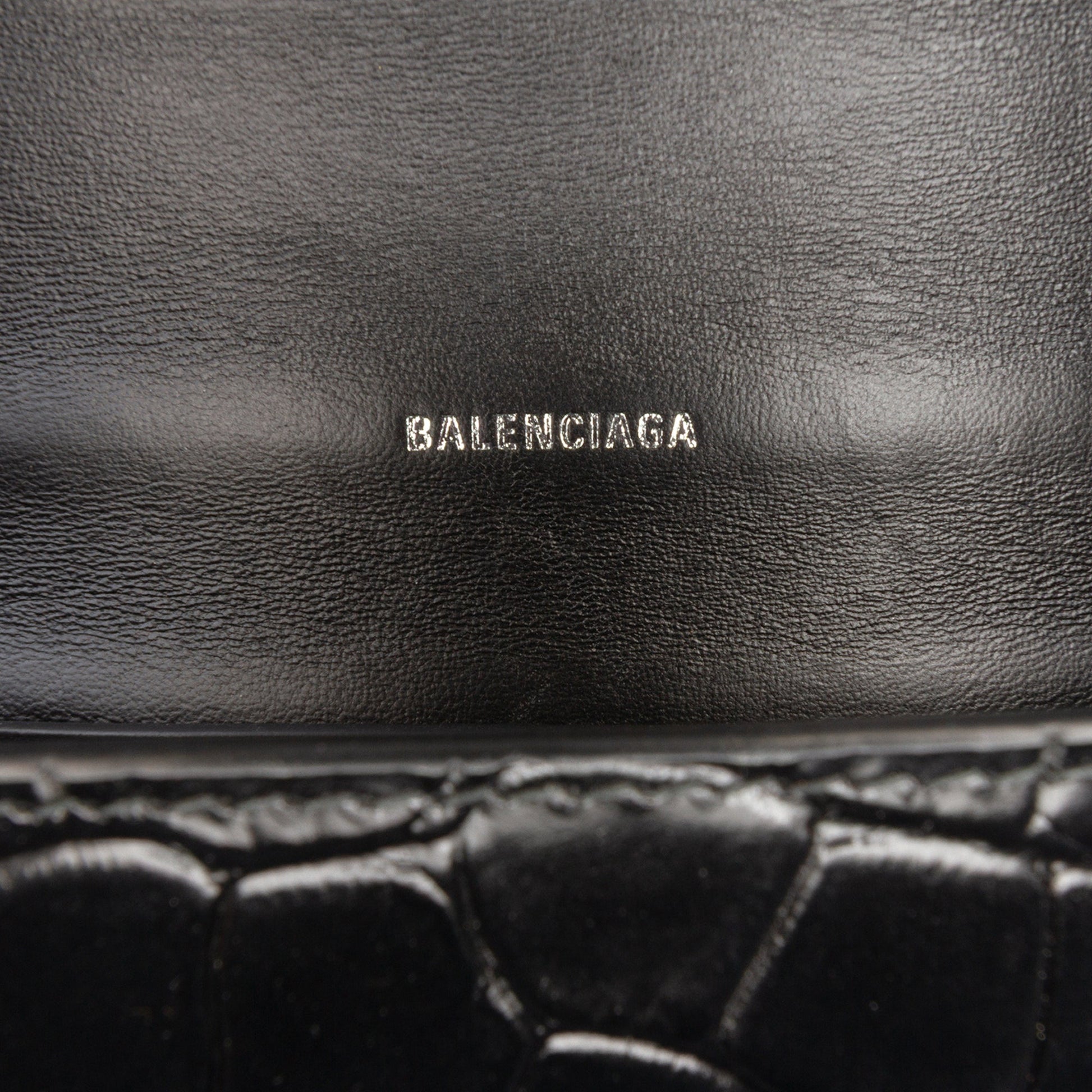 Balenciaga Croc Embossed Leather BB Phone Holder with Chain