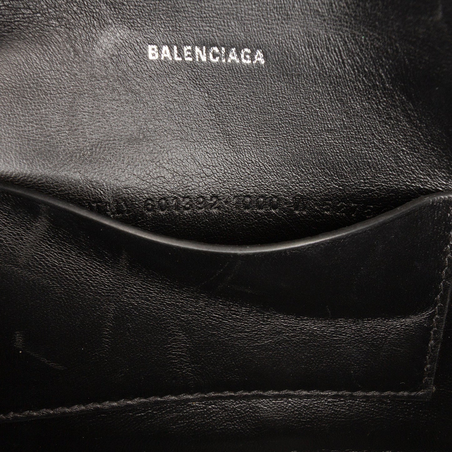 Balenciaga Croc Embossed Leather BB Phone Holder with Chain