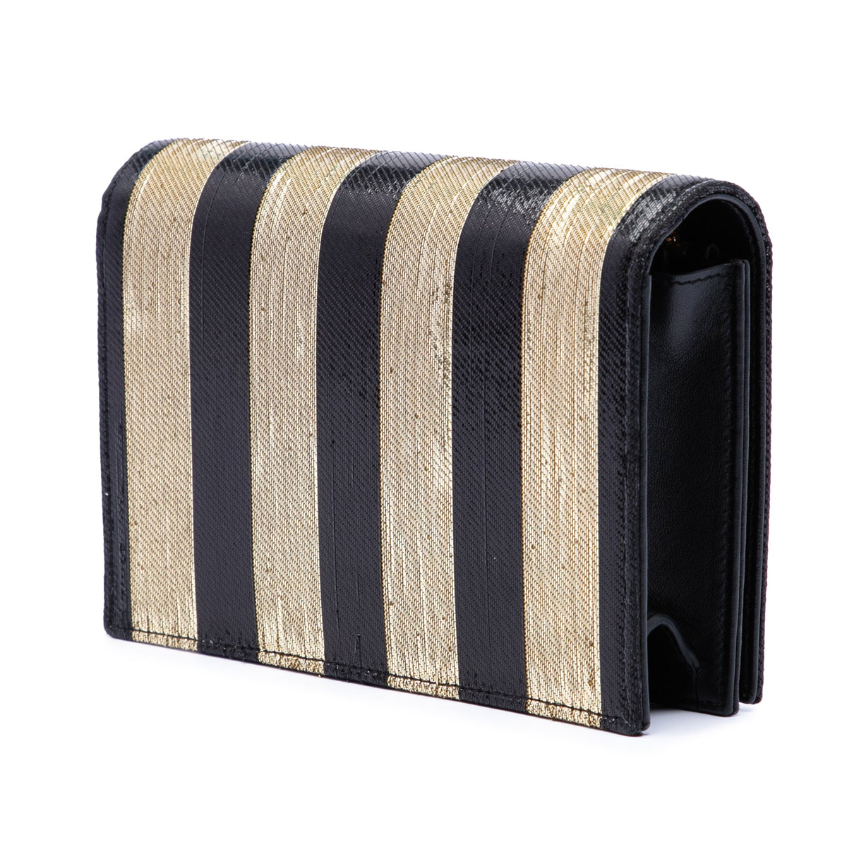 Saint Laurent Metallic Striped Fabric Monogram Kate Crossbody