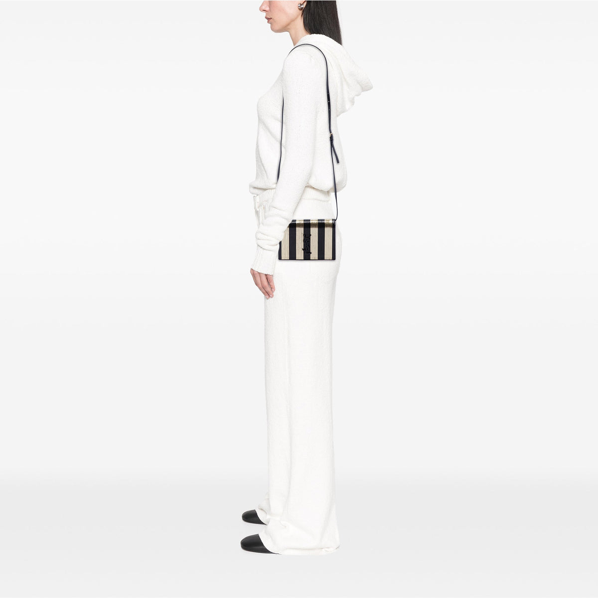 Saint Laurent Metallic Striped Fabric Monogram Kate Crossbody