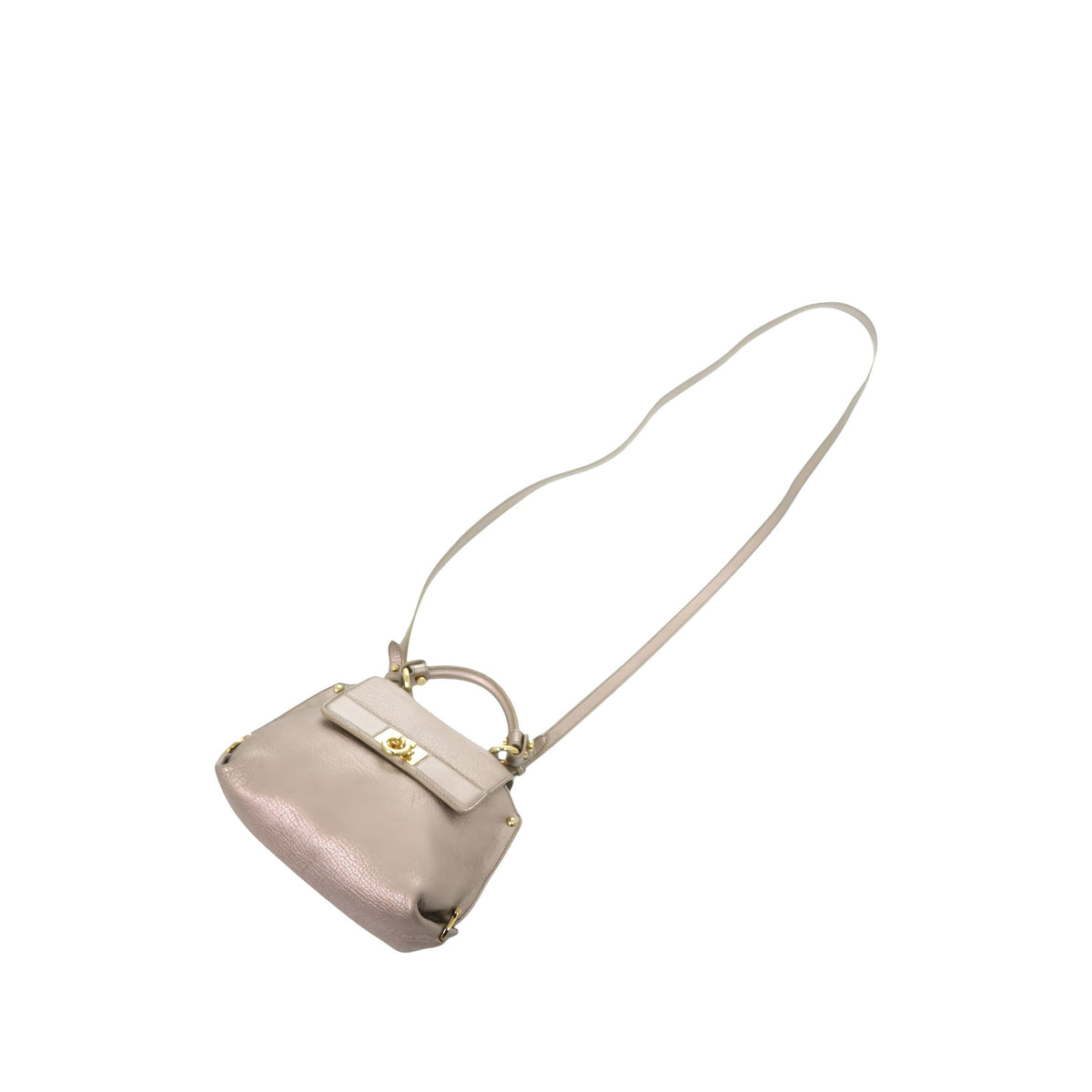Ferragamo Leather Gancini Satchel — Beige