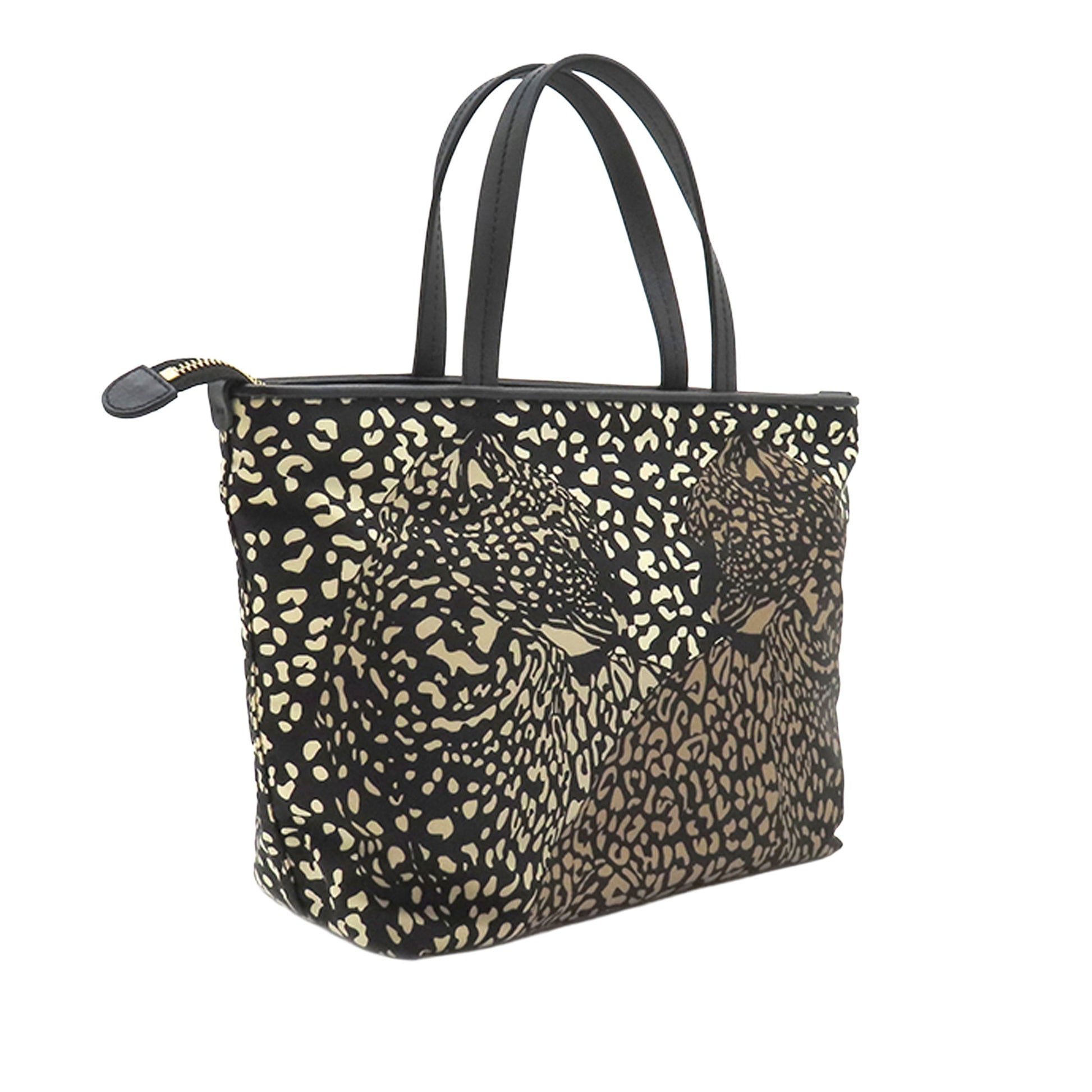Ferragamo Nylon Leopard Print Double Gancini Tote