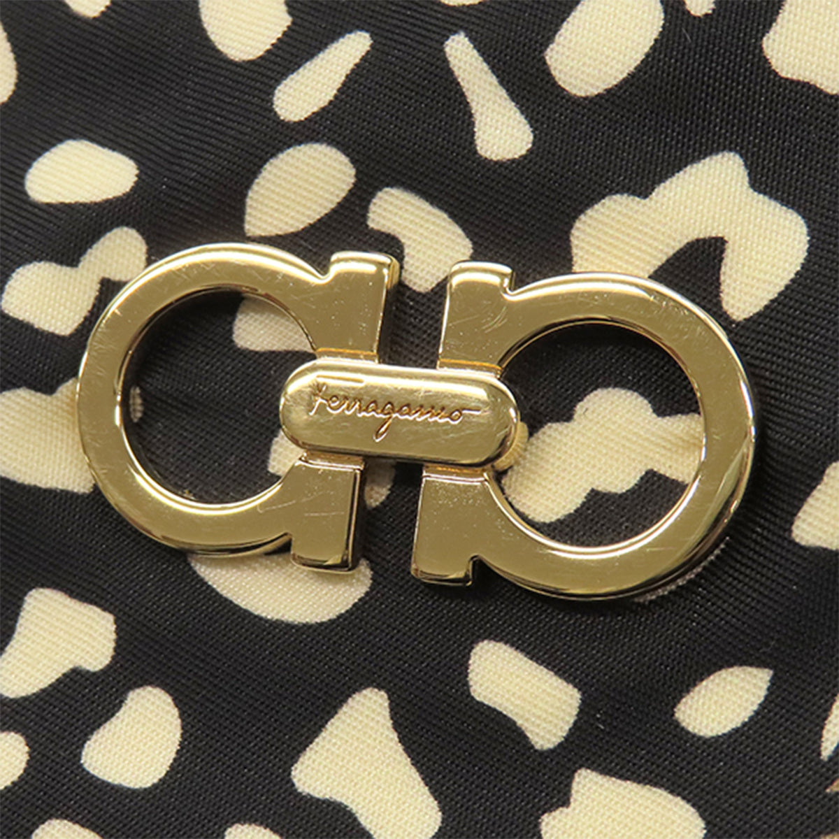 Ferragamo Nylon Leopard Print Double Gancini Tote