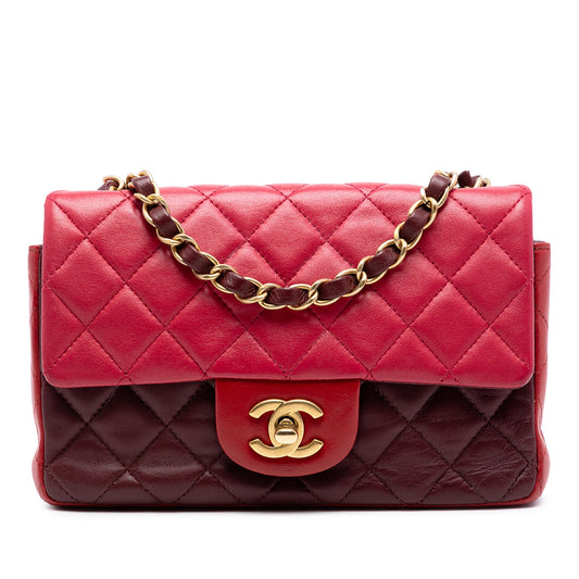 Mini Rectangular Classic Tricolor Lambskin Single Flap