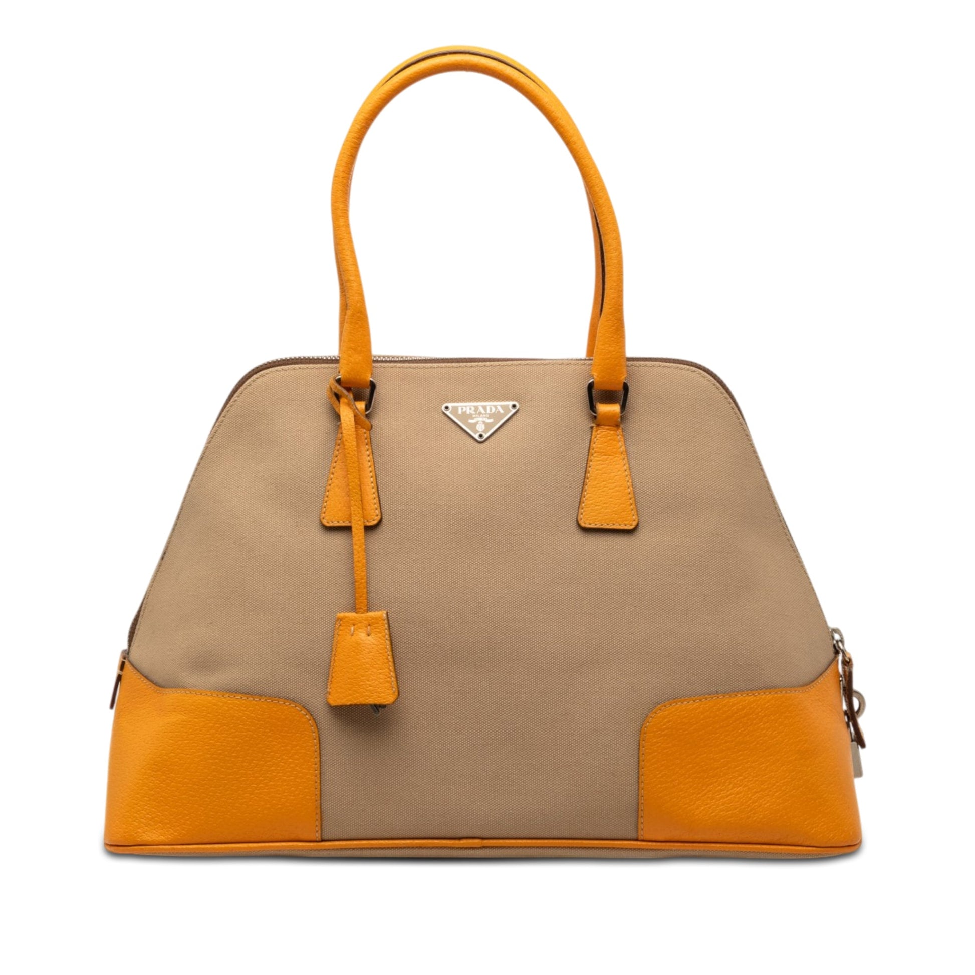 Prada Cinghiale Trimmed Canapa Dome Handbag