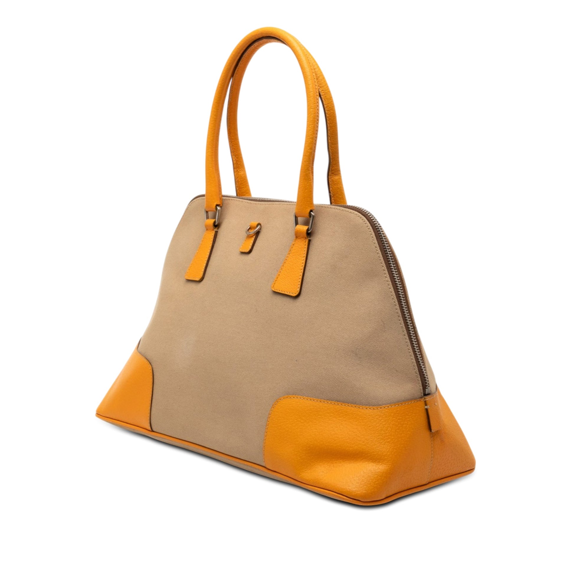 Prada Cinghiale Trimmed Canapa Dome Handbag