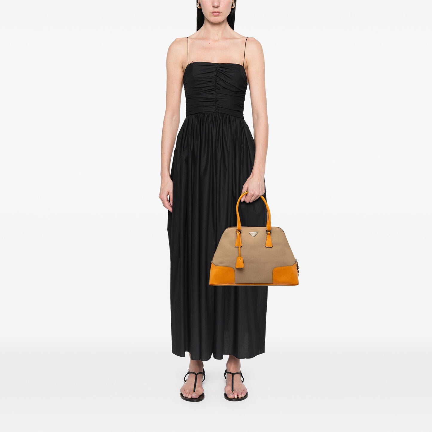 Prada Cinghiale Trimmed Canapa Dome Handbag