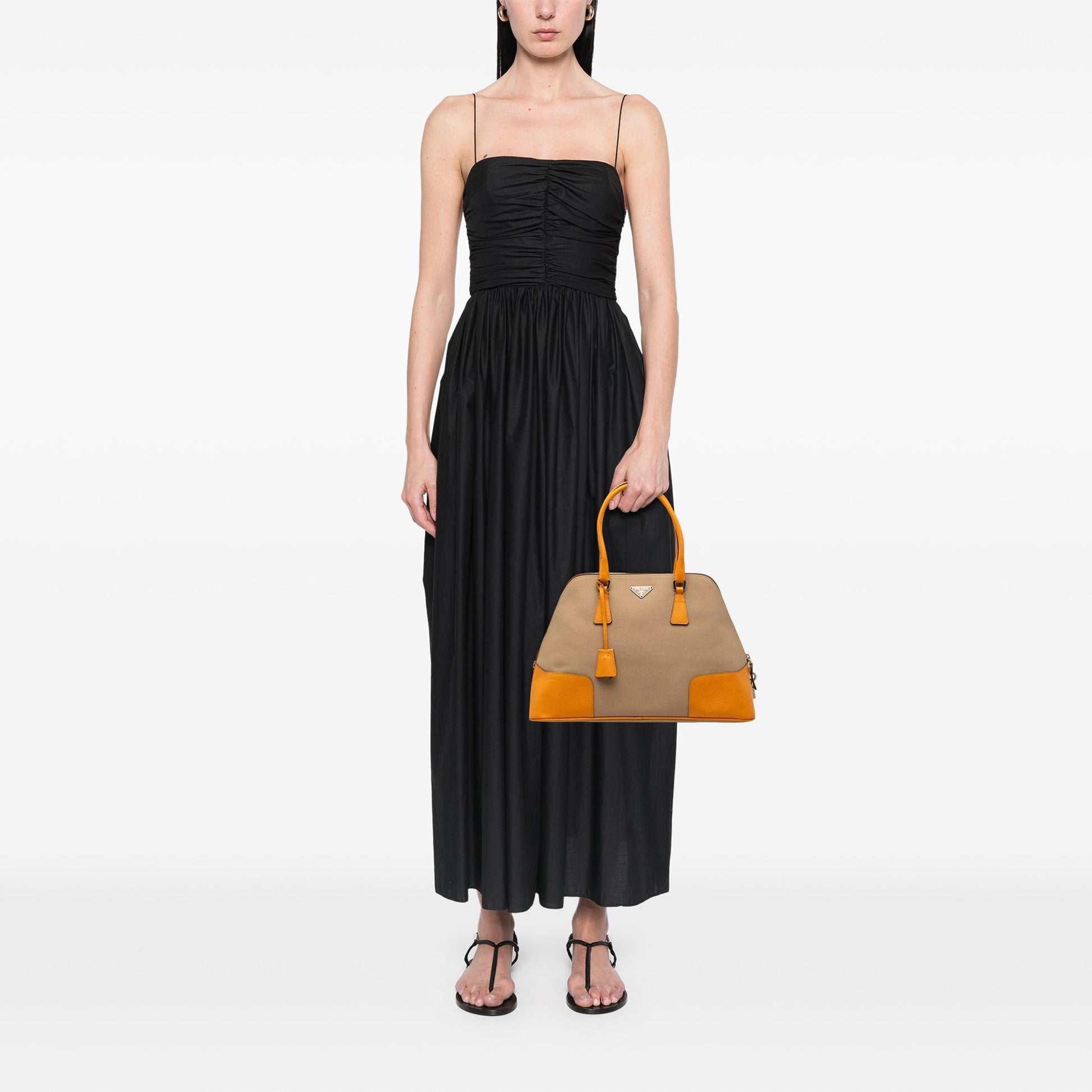 Prada Cinghiale Trimmed Canapa Dome Handbag