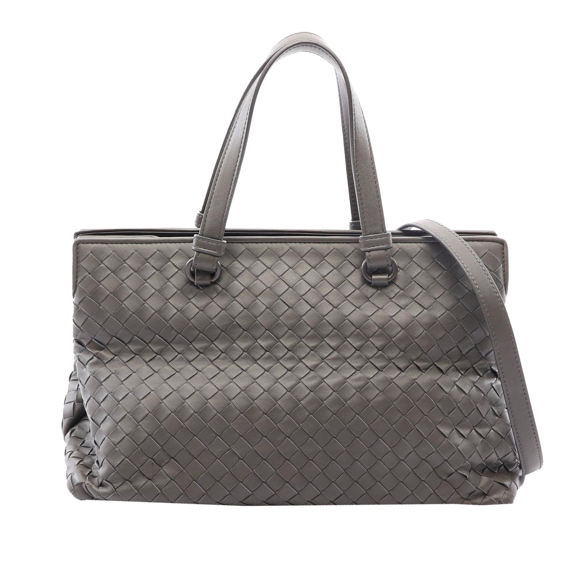Bottega Veneta Nappa Intrecciato Satchel — Gray