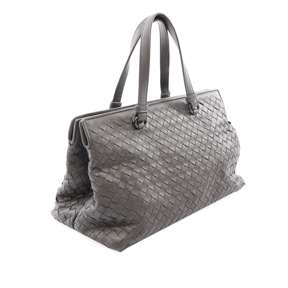 Bottega Veneta Nappa Intrecciato Satchel — Gray