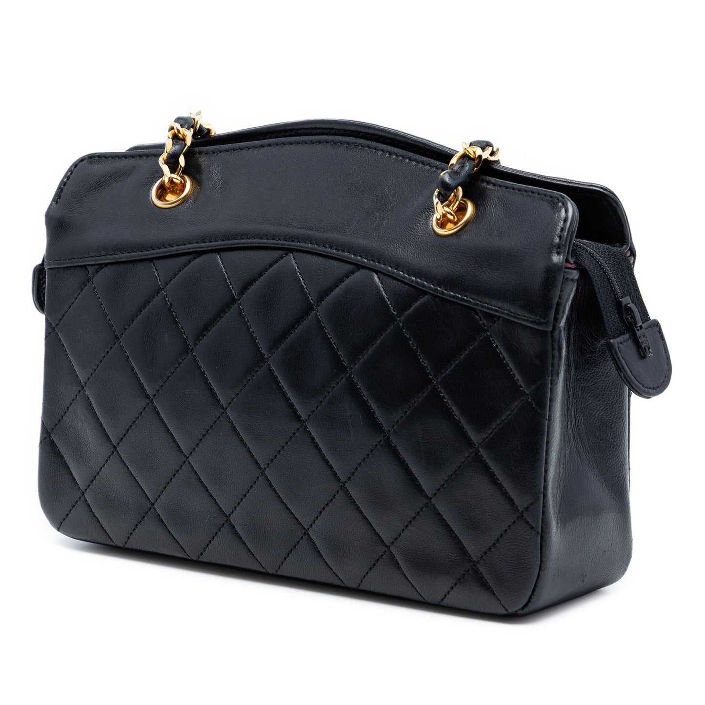 Chanel CC Quilted Lambskin Zip Handbag