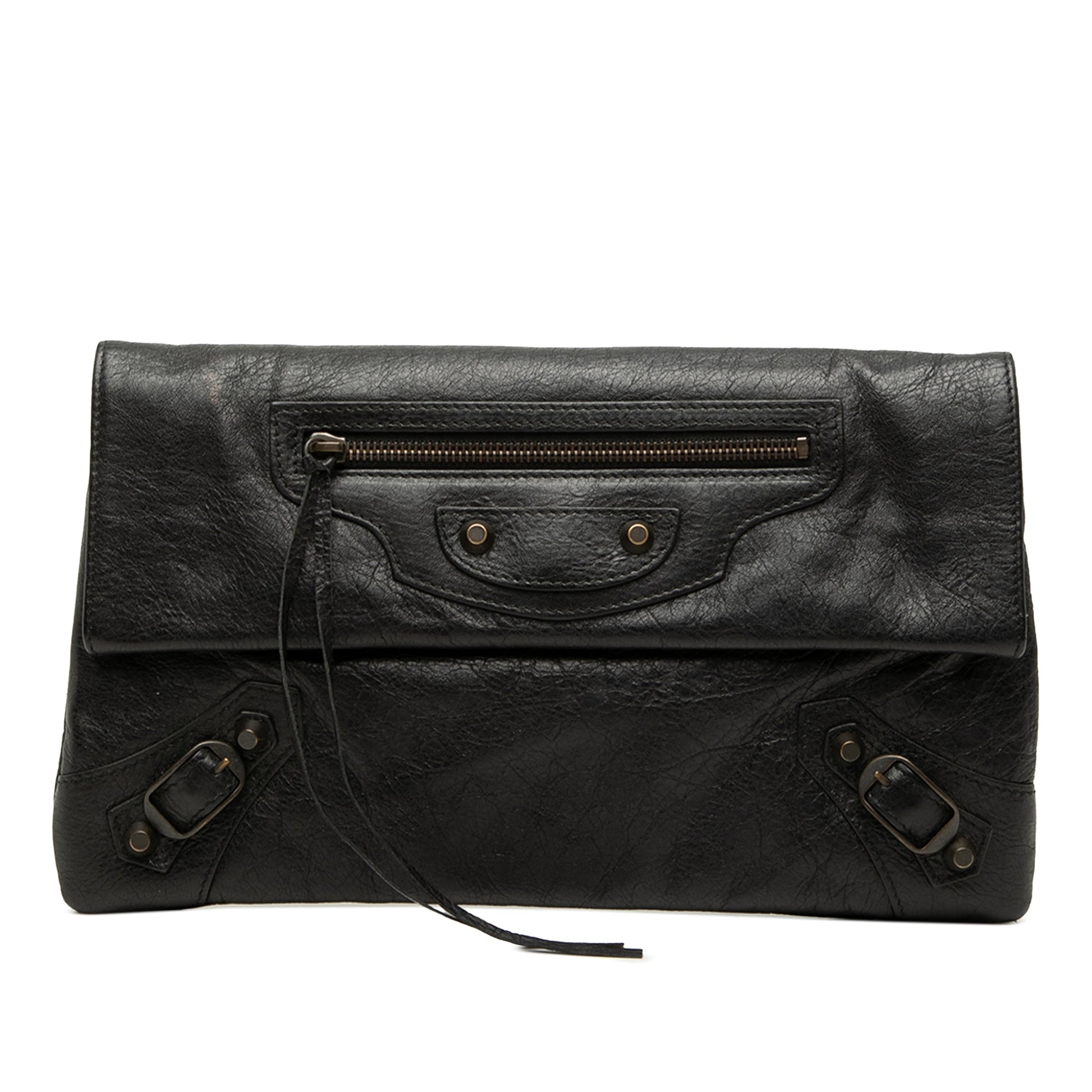 Balenciaga Lambskin Motocross Classic Envelope Clutch