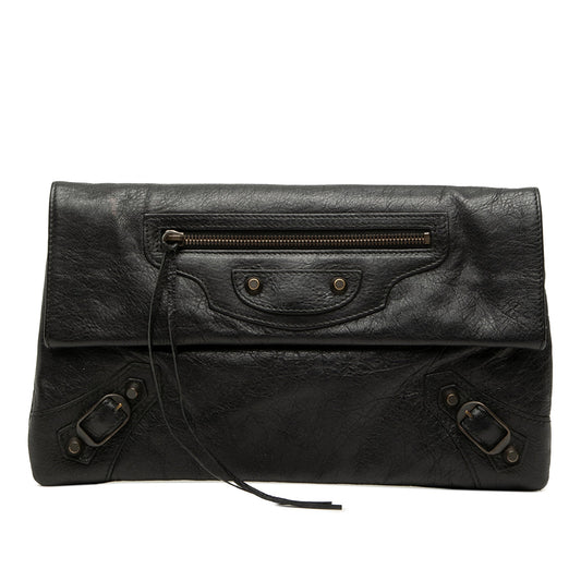 Balenciaga Lambskin Motocross Classic Envelope Clutch