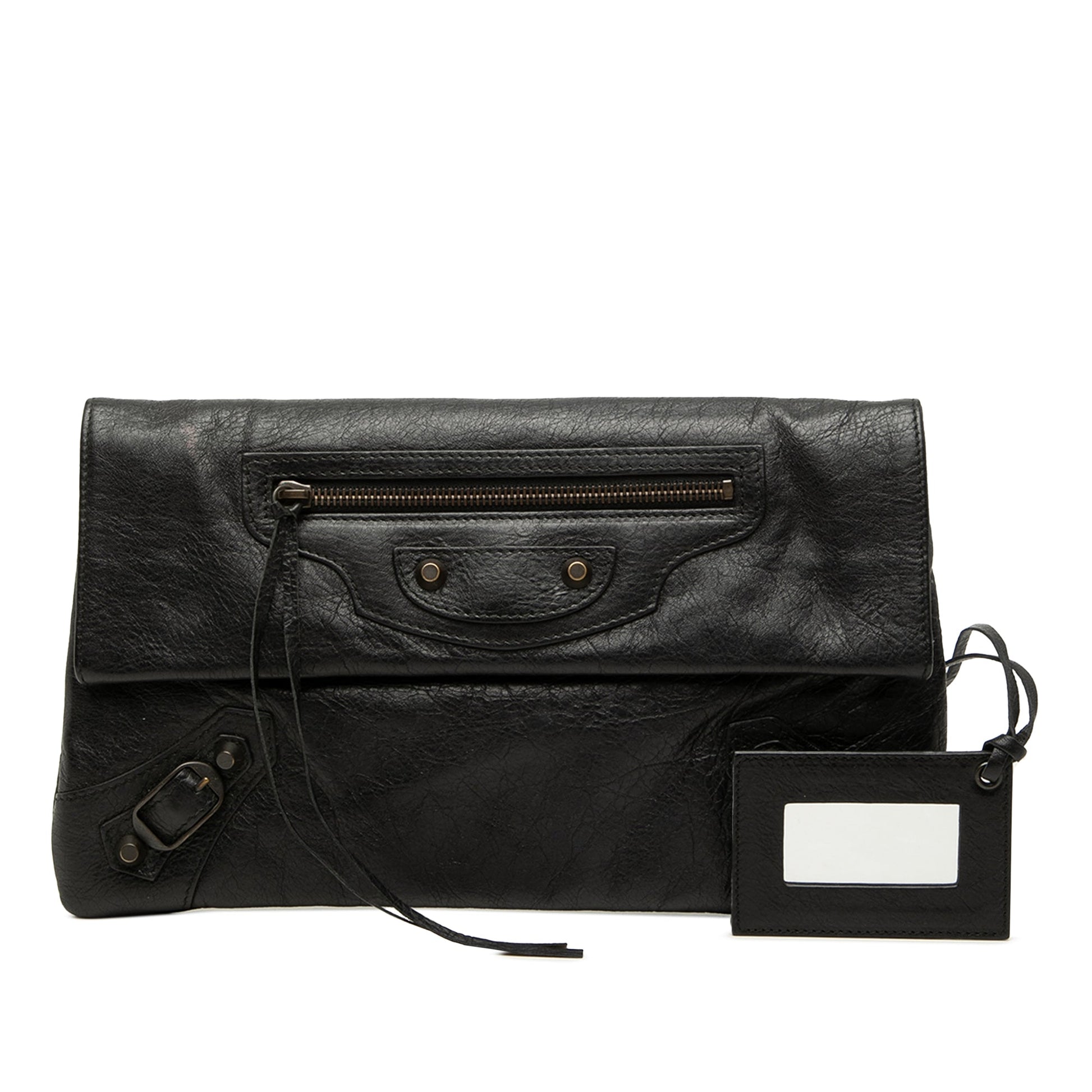 Balenciaga Lambskin Motocross Classic Envelope Clutch