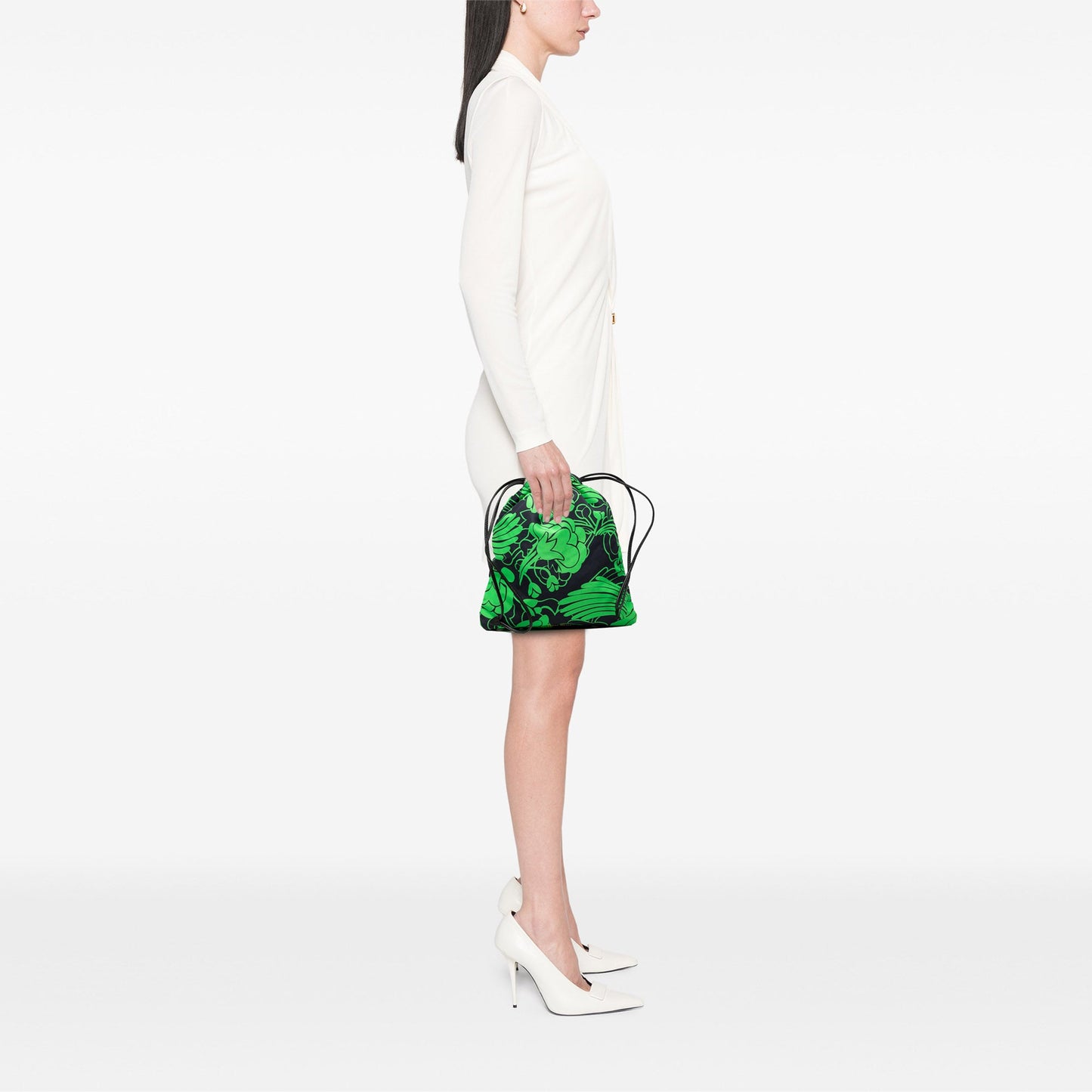 Miu Miu Canvas Floral Botanical Print Drawstring Pouch
