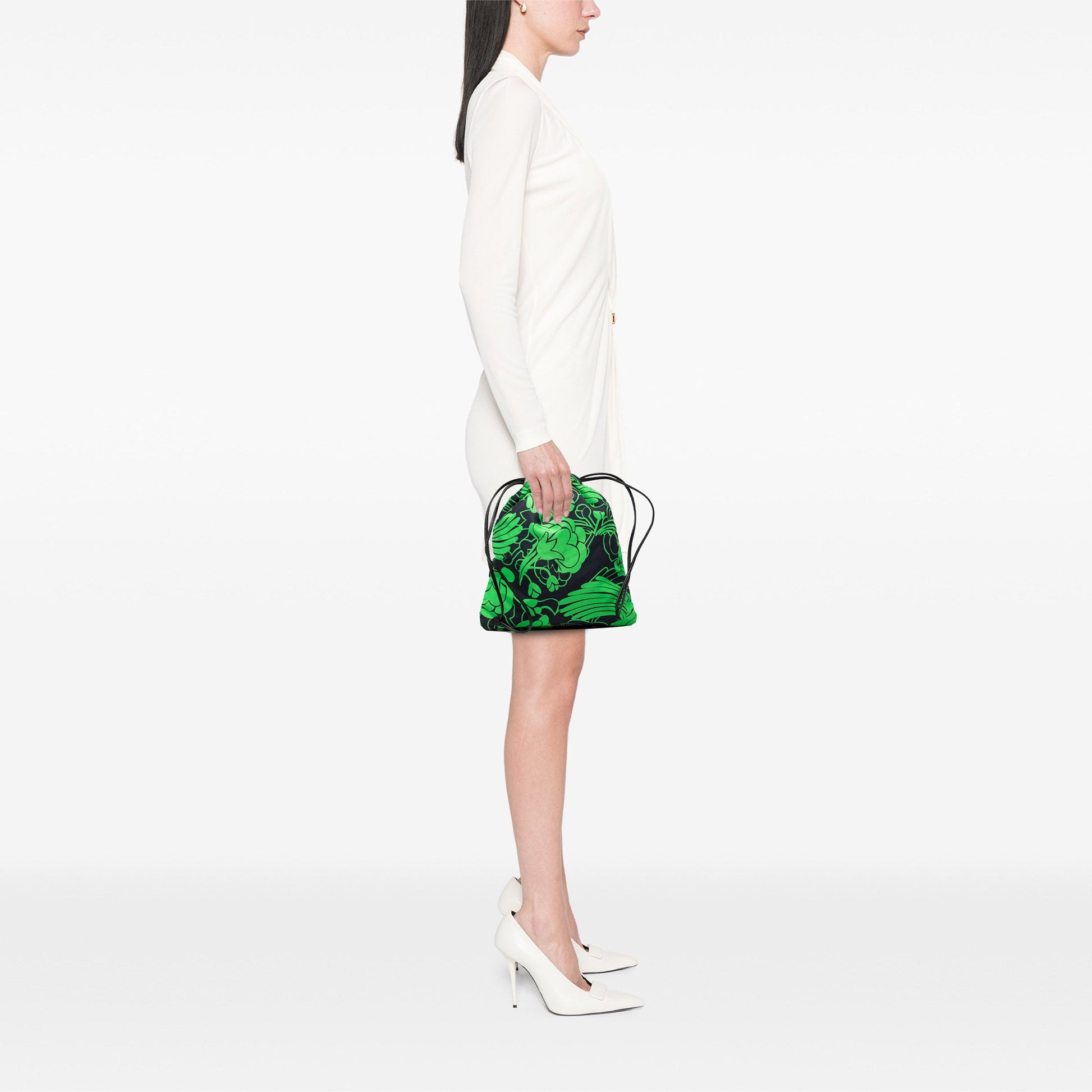 Miu Miu Canvas Floral Botanical Print Drawstring Pouch