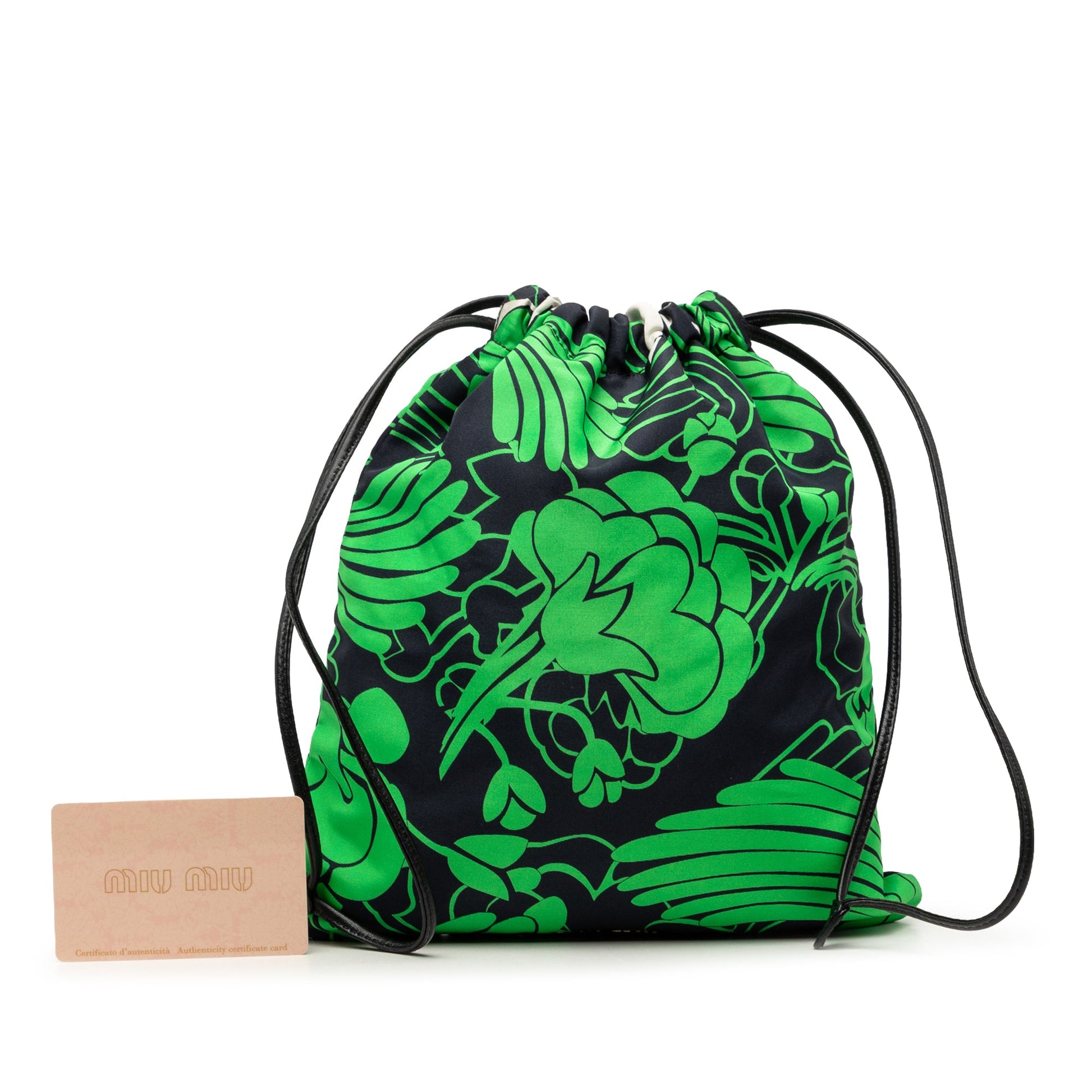 Miu Miu Canvas Floral Botanical Print Drawstring Pouch