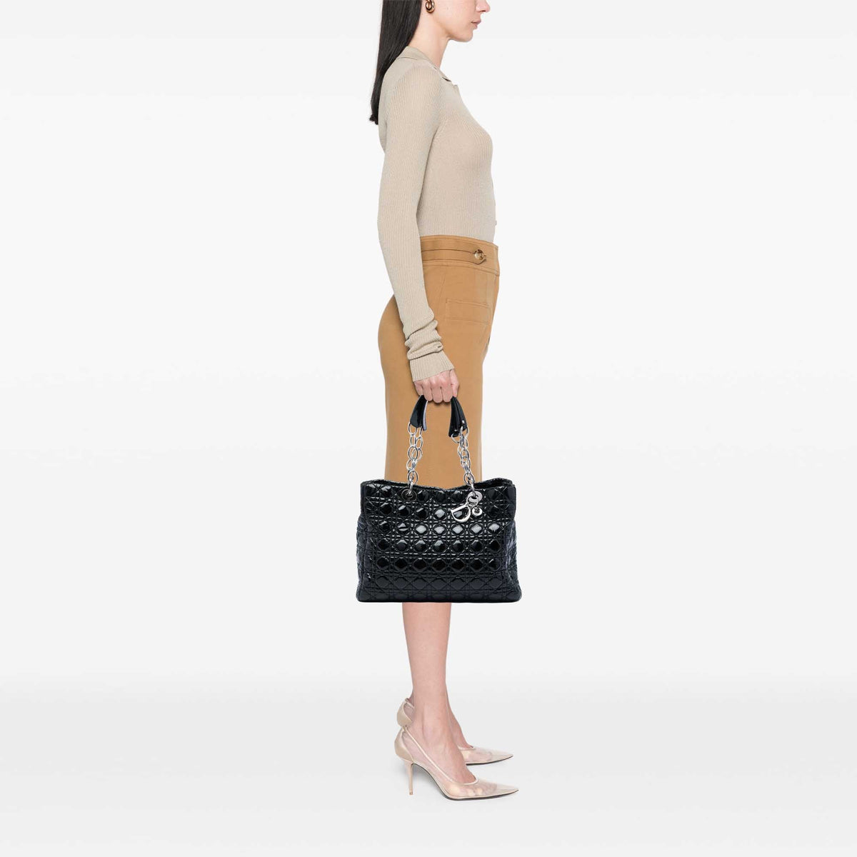 Dior Large Patent Cannage Lady Dior Soft Shopping Tote