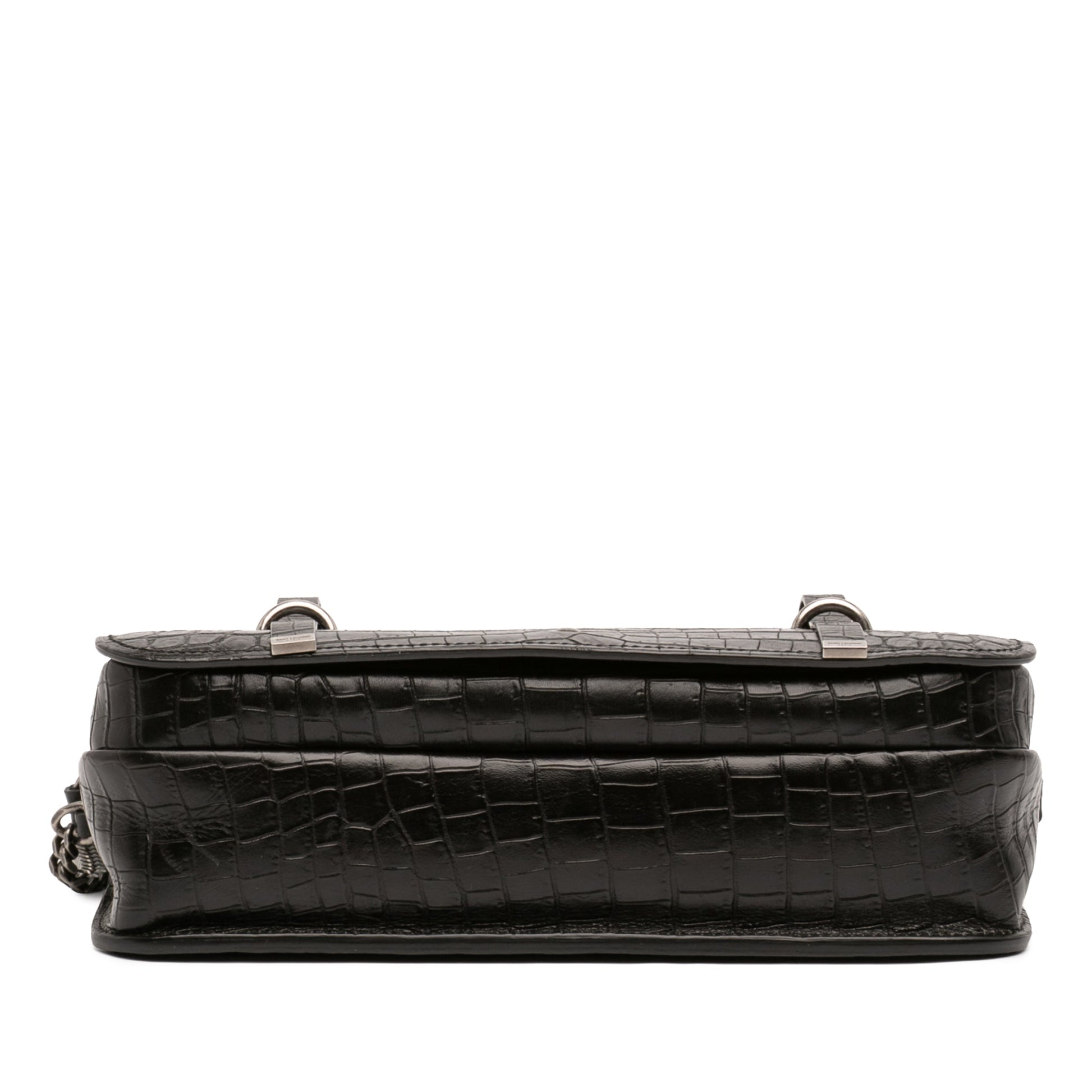 Saint Laurent Large Croc Embossed Leather Charlotte Flap Satchel