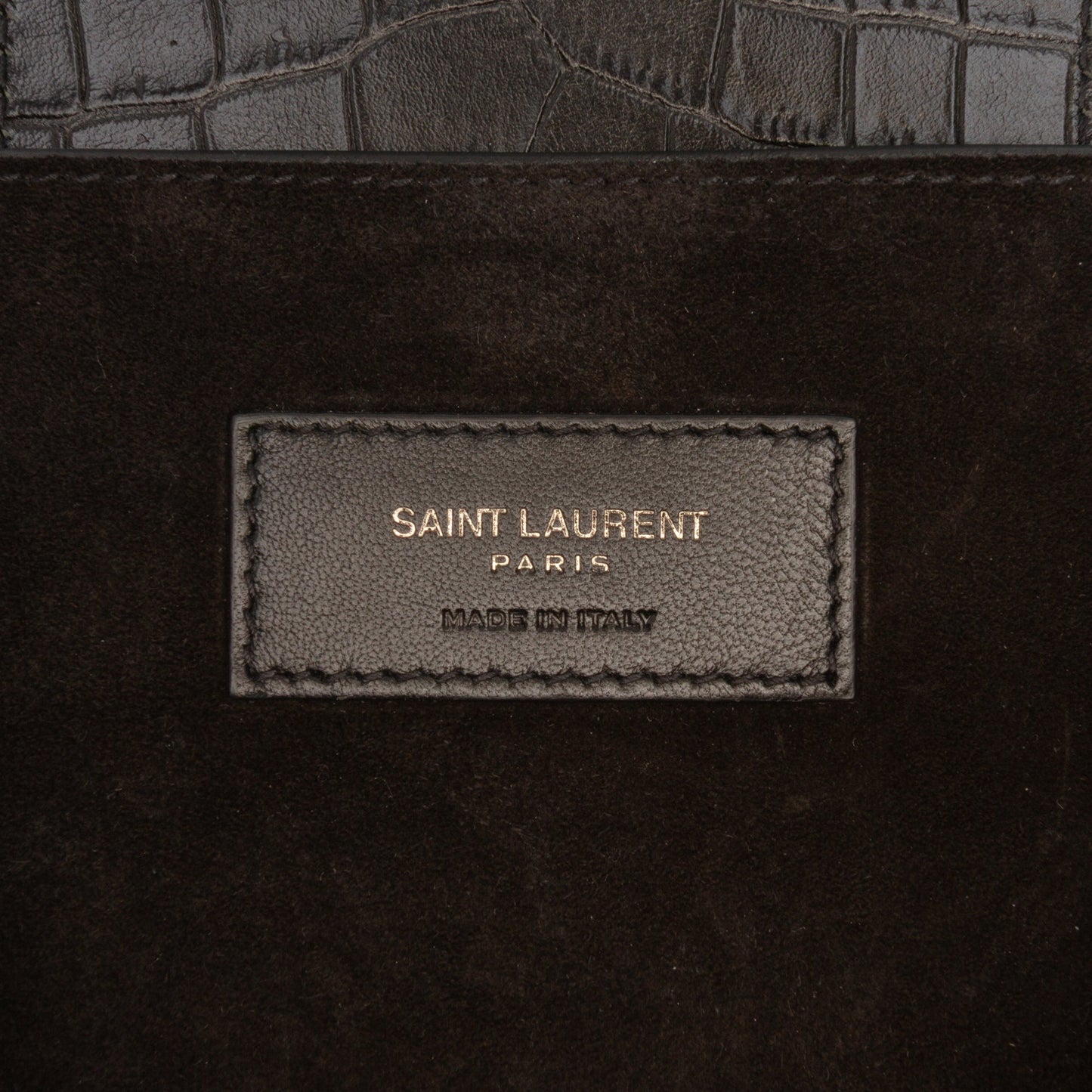 Saint Laurent Large Croc Embossed Leather Charlotte Flap Satchel