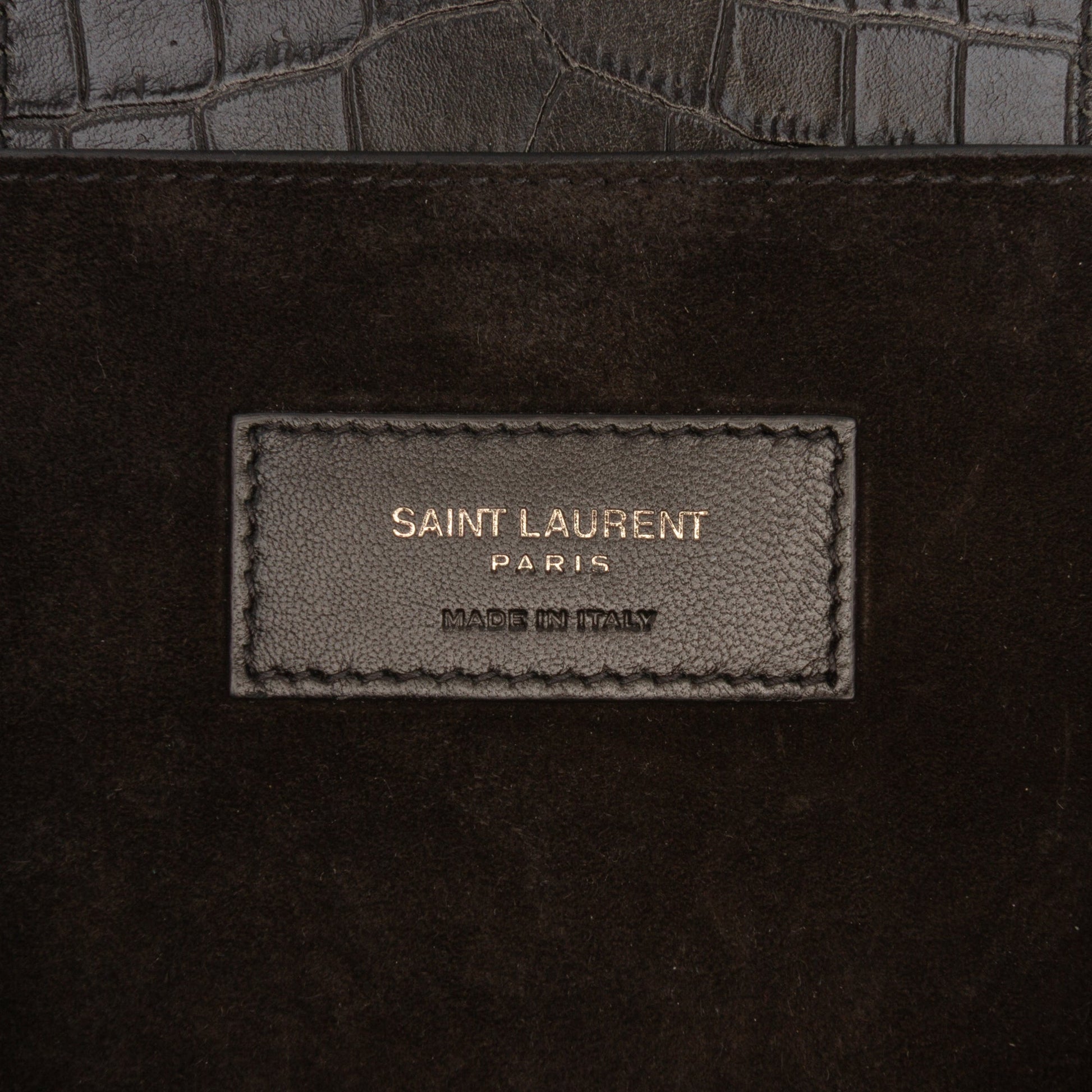Saint Laurent Large Croc Embossed Leather Charlotte Flap Satchel