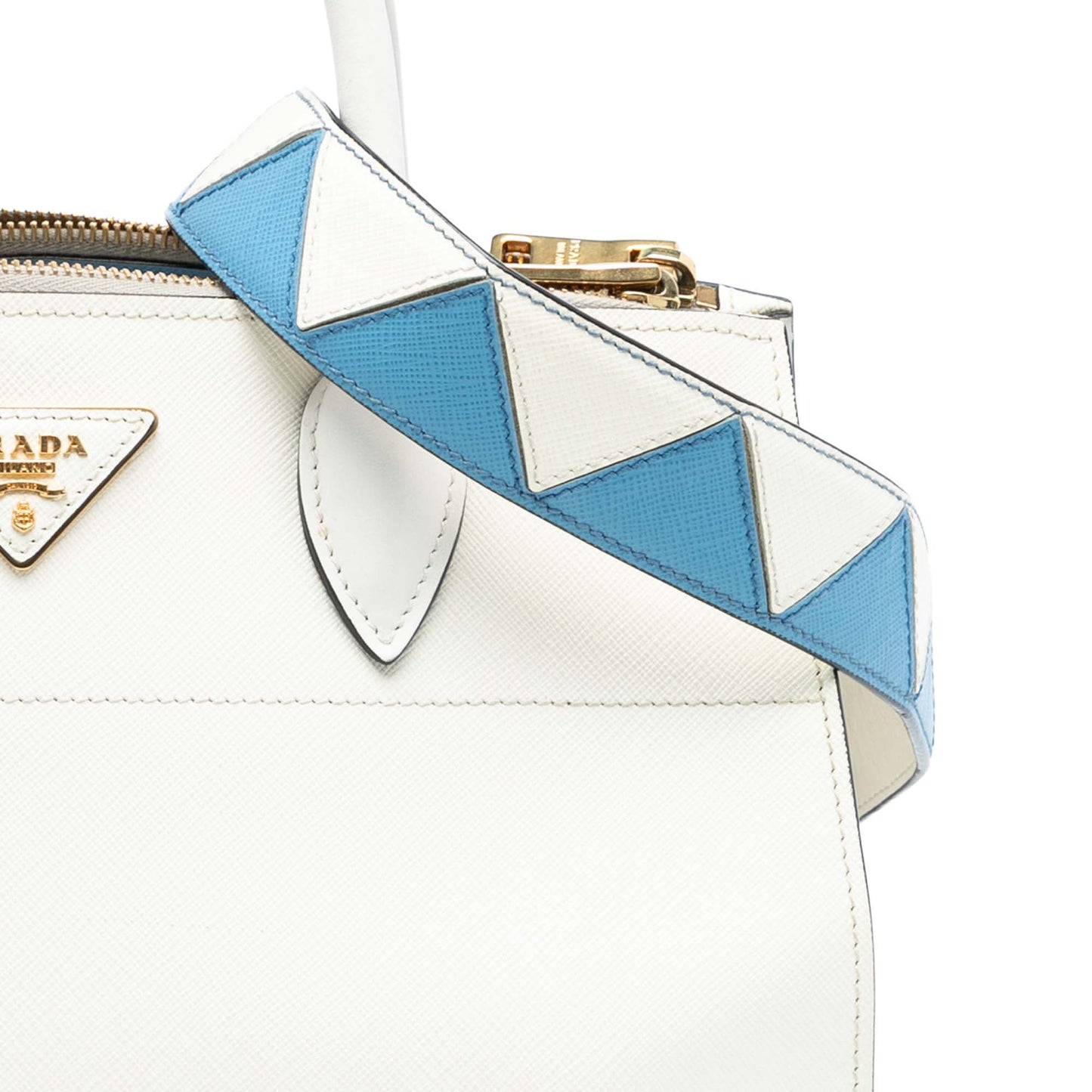 Prada City Calf Trimmed Saffiano Greche Paradigme Bag