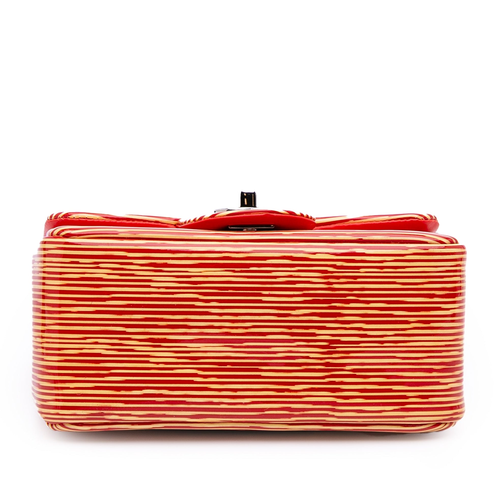 Chanel Mini Square Classic Patent Striped Single Flap