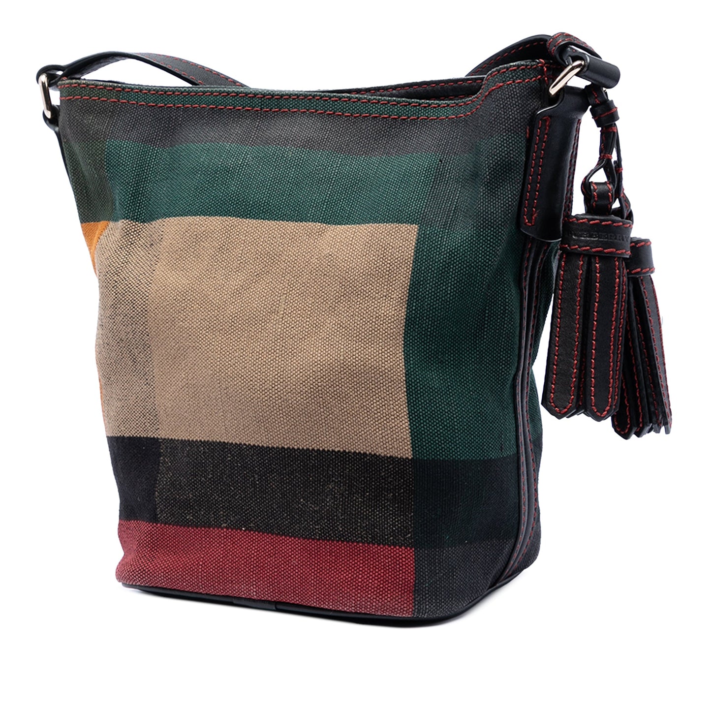 Burberry Mini Mega Check Canvas Ashby Tassel Bucket Bag