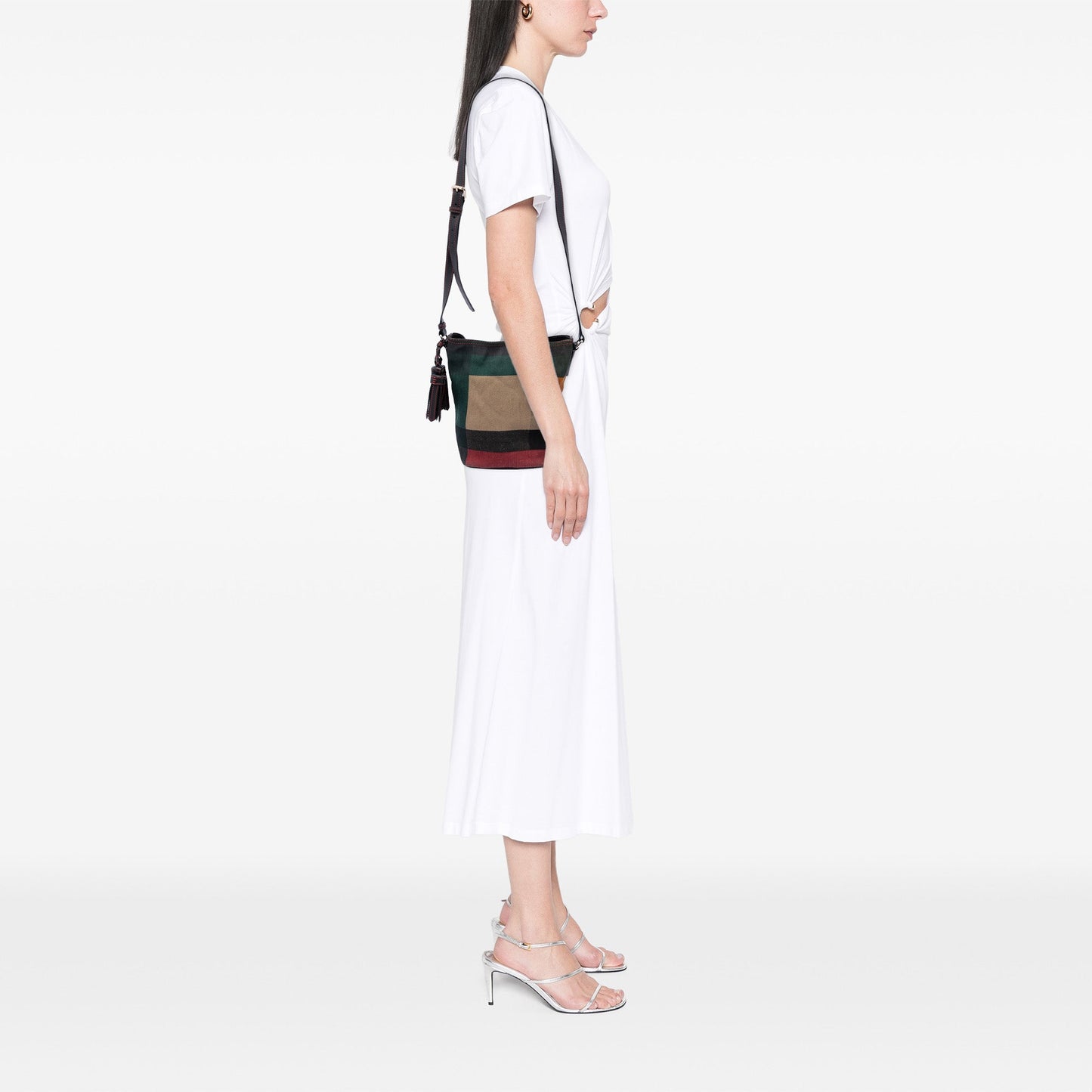 Burberry Mini Mega Check Canvas Ashby Tassel Bucket Bag