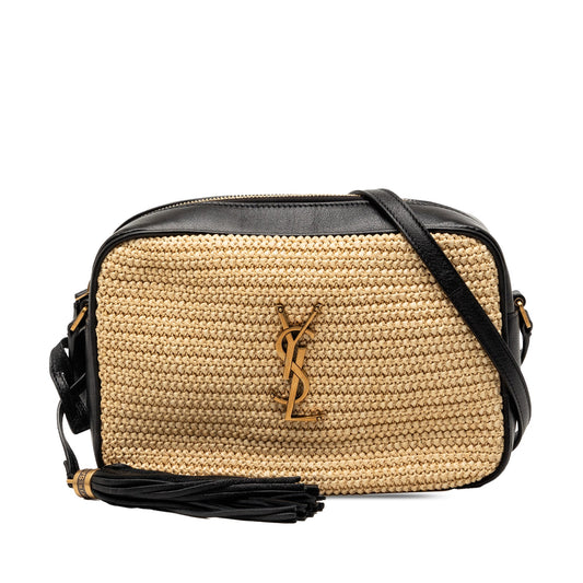 Woven Raffia and Leather Lou Camera Bag