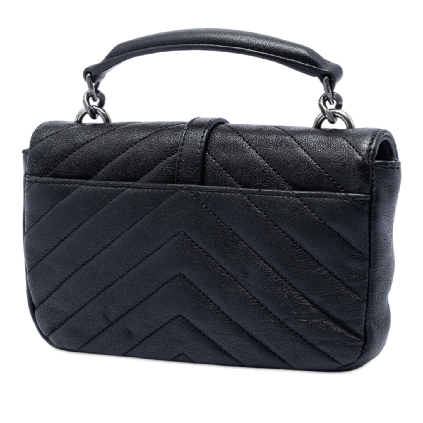 Saint Laurent Mini Chevron Sheepskin Monogram College Satchel