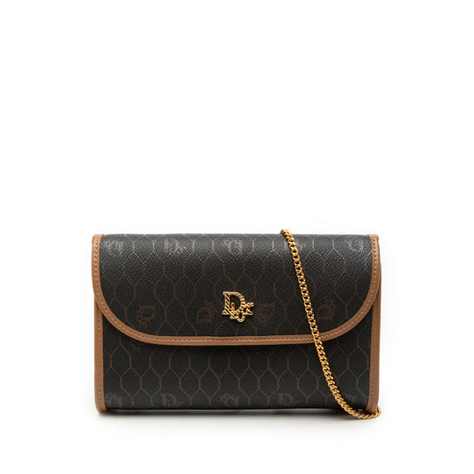 Dior Honeycomb Coated Canvas Chain Flap Crossbody