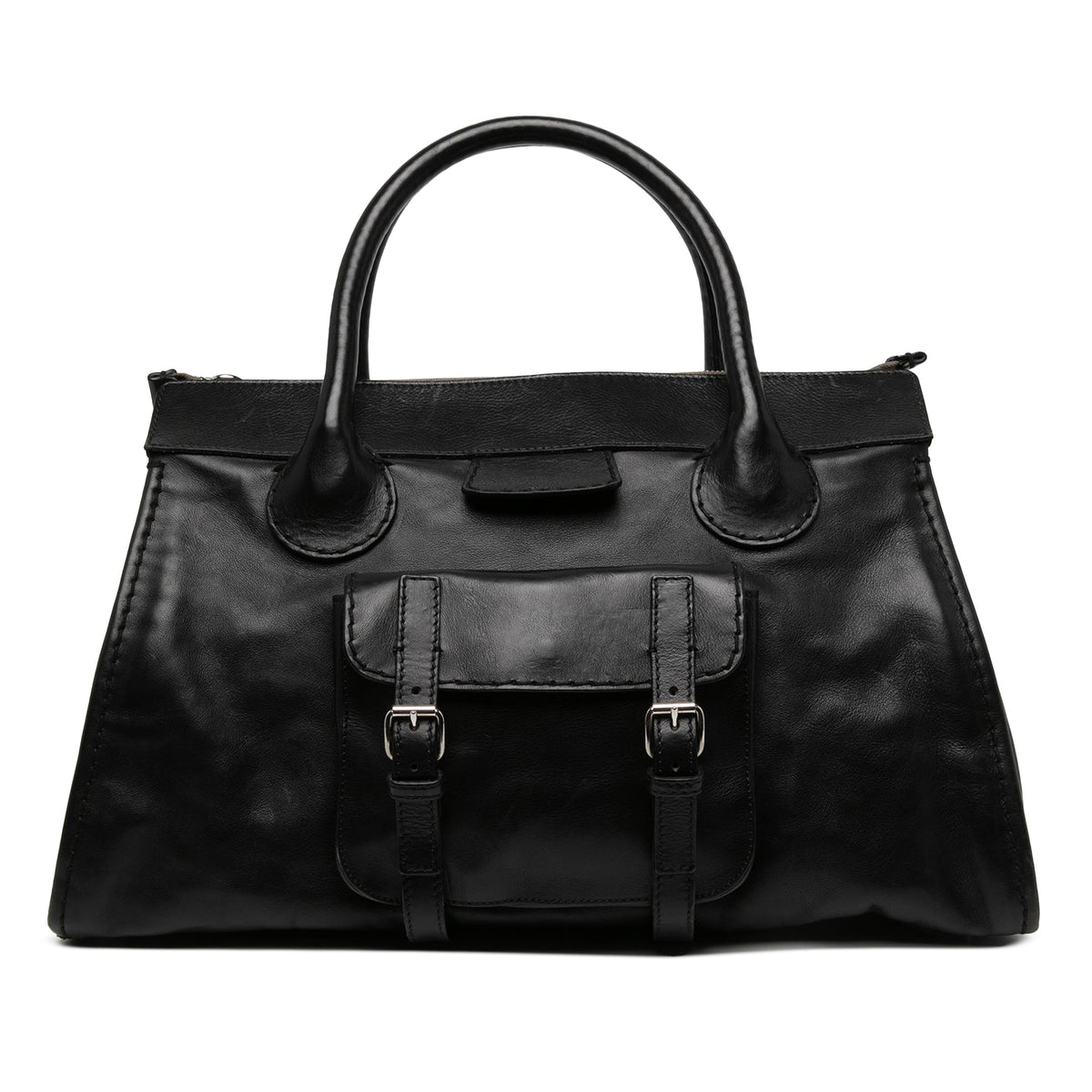 Chloé Oversized Buffalo Leather Edith Day Bag — Black