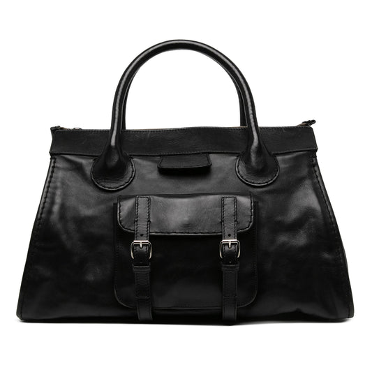 Chloé Oversized Buffalo Leather Edith Day Bag — Black