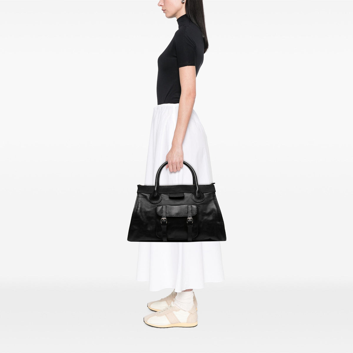 Chloé Oversized Buffalo Leather Edith Day Bag — Black