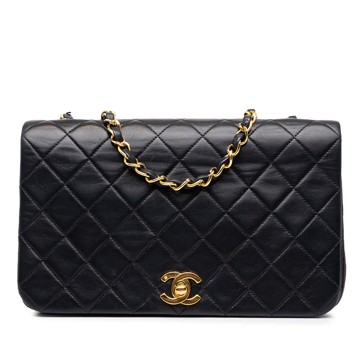 Chanel CC Quilted Lambskin Full Single Flap — Black