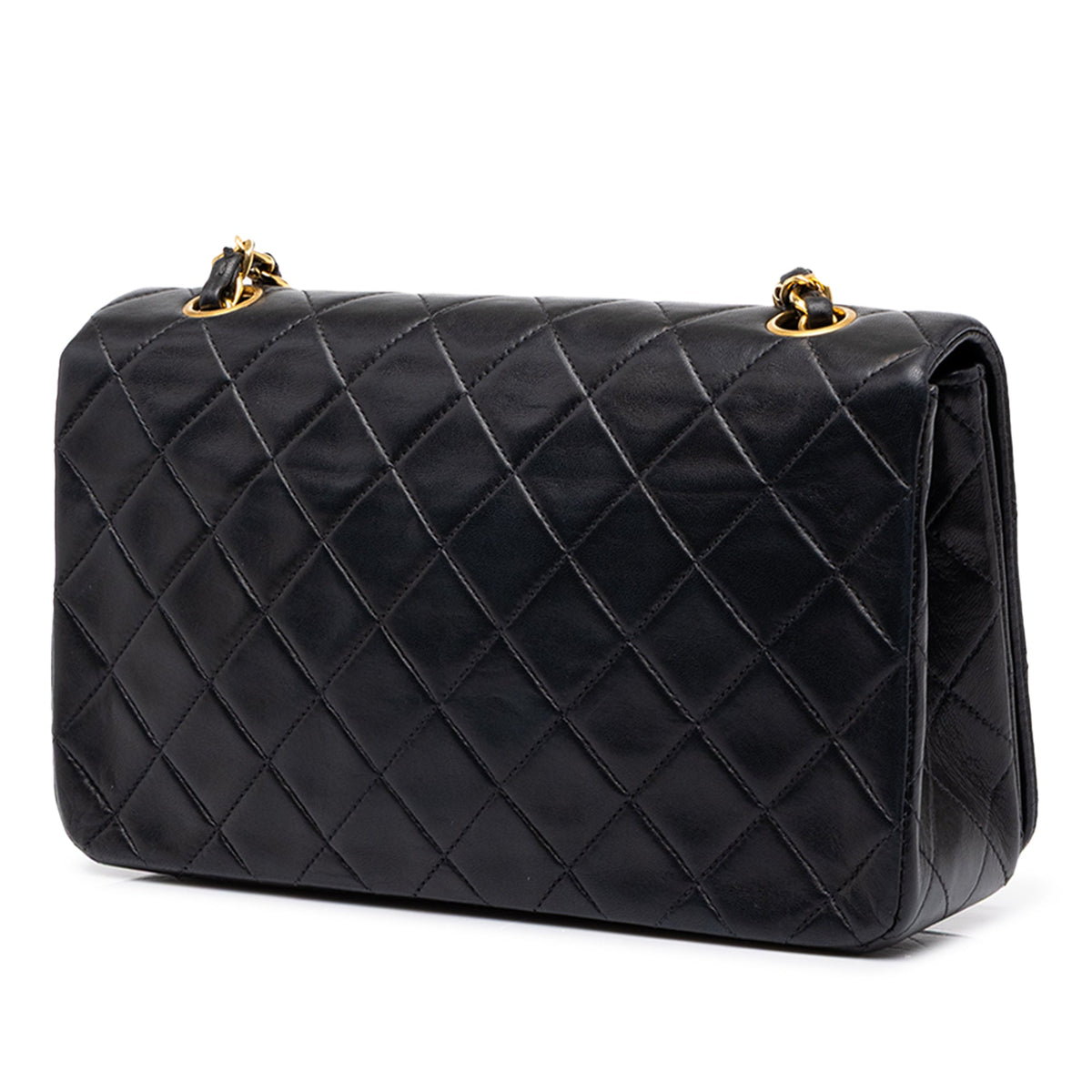 Chanel CC Quilted Lambskin Full Single Flap — Black