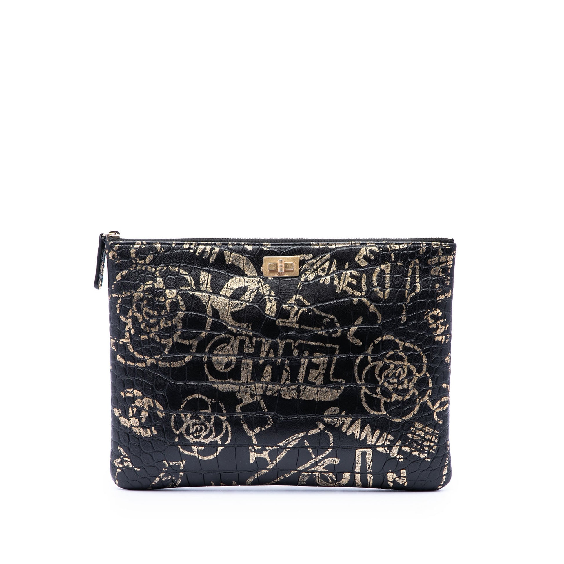 Chanel Crocodile Embossed Calfskin Cocodile Graffiti 2.55 Reissue Clutch