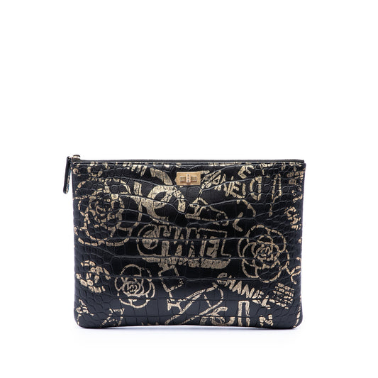 Chanel Crocodile Embossed Calfskin Cocodile Graffiti 2.55 Reissue Clutch