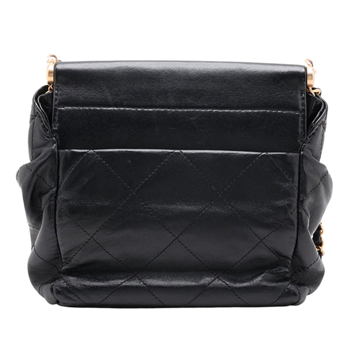 Chanel Small Quilted Lambskin Resin Charms Chain Bucket Bag — Black