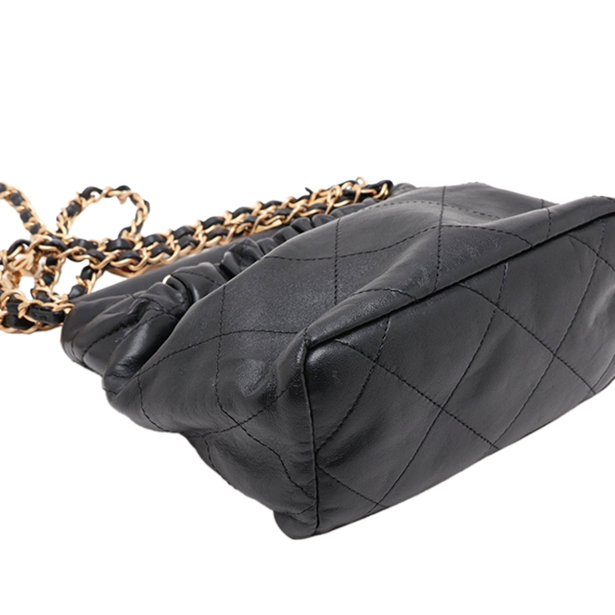 Chanel Small Quilted Lambskin Resin Charms Chain Bucket Bag — Black