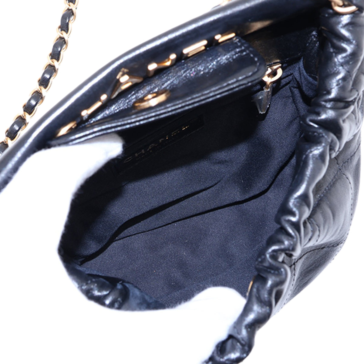 Chanel Small Quilted Lambskin Resin Charms Chain Bucket Bag — Black