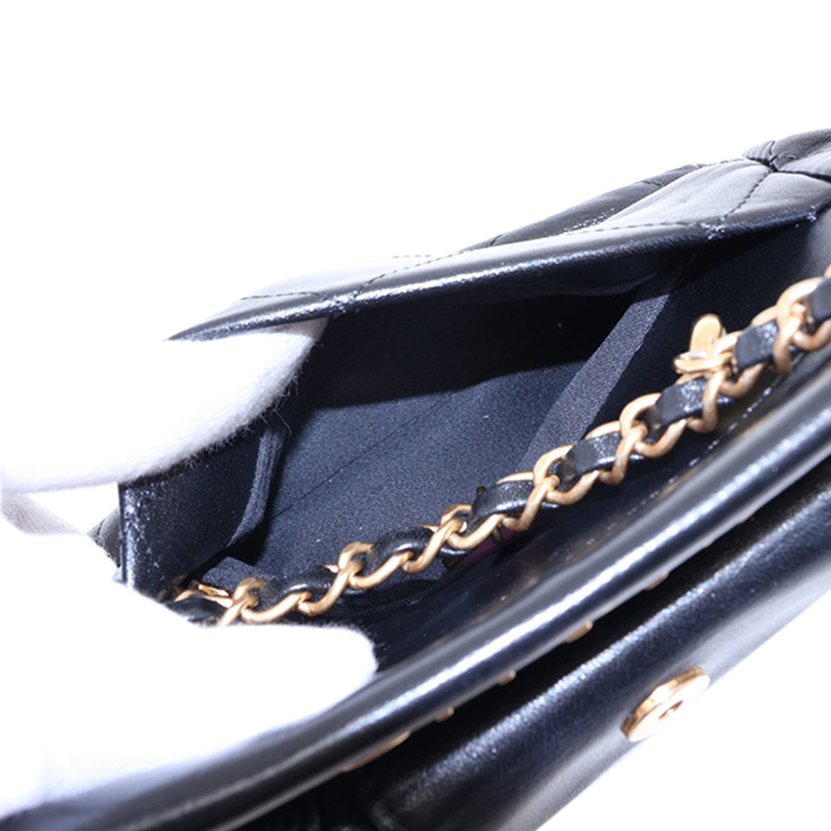 Chanel Small Quilted Lambskin Resin Charms Chain Bucket Bag — Black