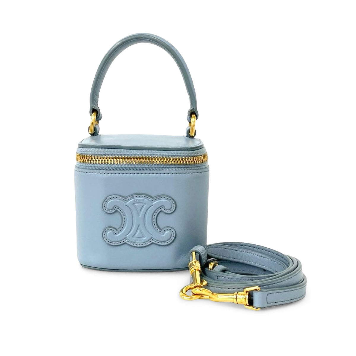 Celine Small Calfskin Cuir Triomphe Box Bag — Blue