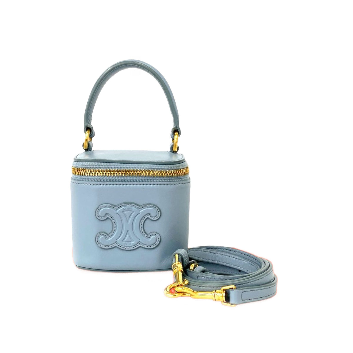 Celine Small Calfskin Cuir Triomphe Box Bag — Blue