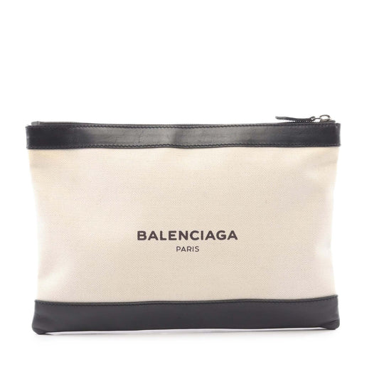 Balenciaga Canvas Navy Clip Clutch M