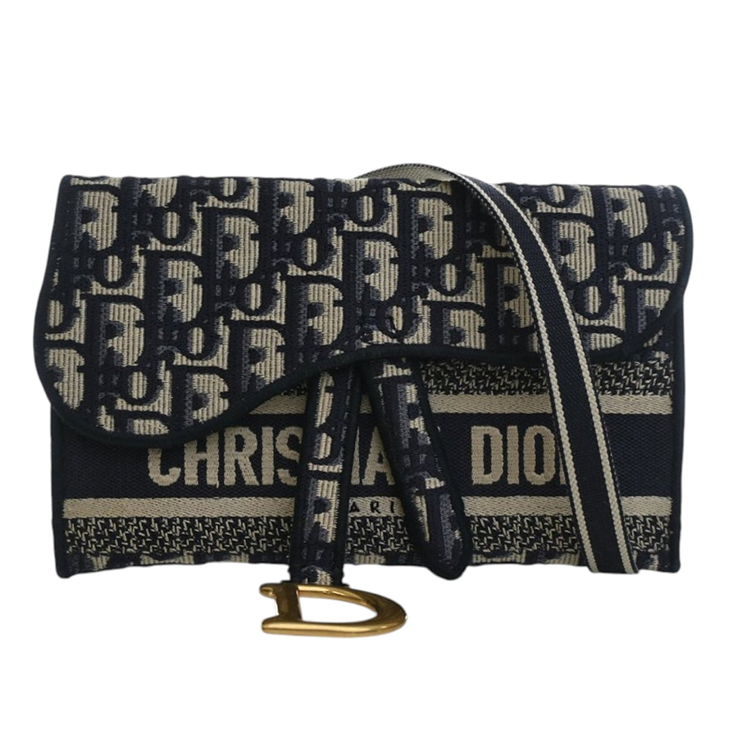 Dior Oblique Canvas Embroidered Saddle Slim Belt Pouch