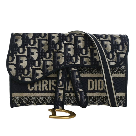 Dior Oblique Canvas Embroidered Saddle Slim Belt Pouch