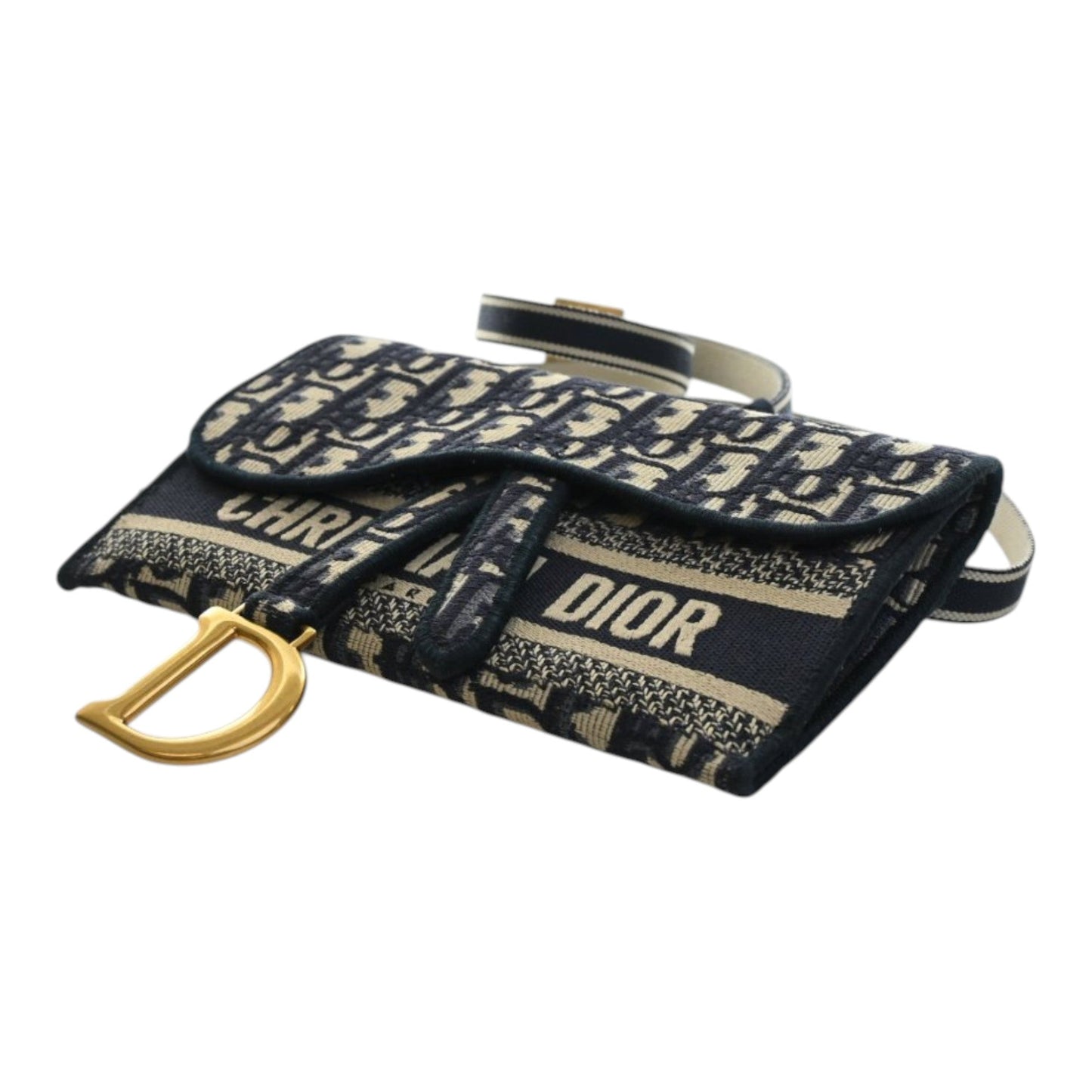 Dior Oblique Canvas Embroidered Saddle Slim Belt Pouch