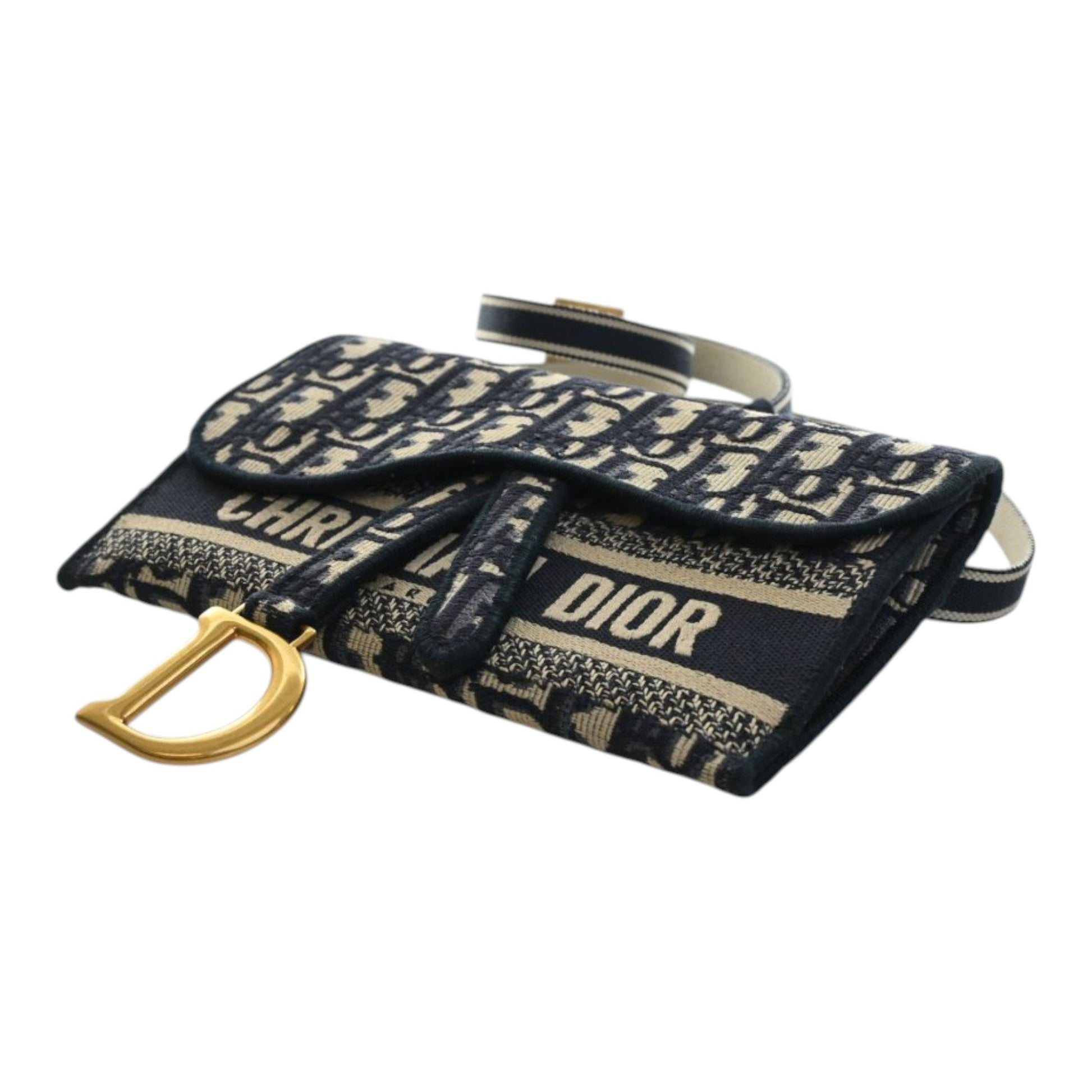 Dior Oblique Canvas Embroidered Saddle Slim Belt Pouch